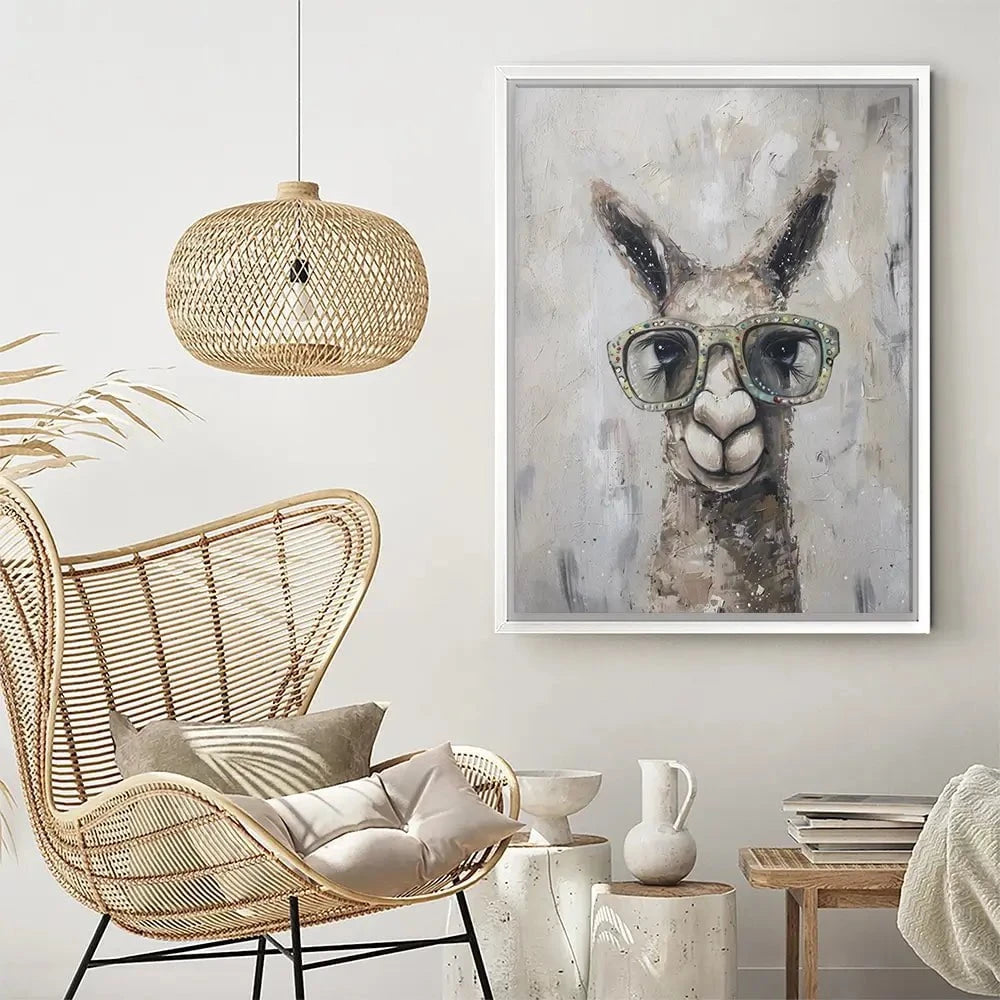 Llama With Glasses Canvas Print Llama With Glasses Canvas Print wall art product Svetlana Aleynikova