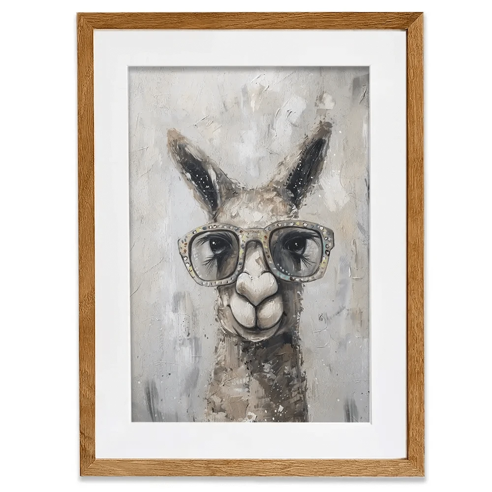 Llama With Glasses Framed Art Print Llama With Glasses Framed Art Print wall art product Svetlana Aleynikova