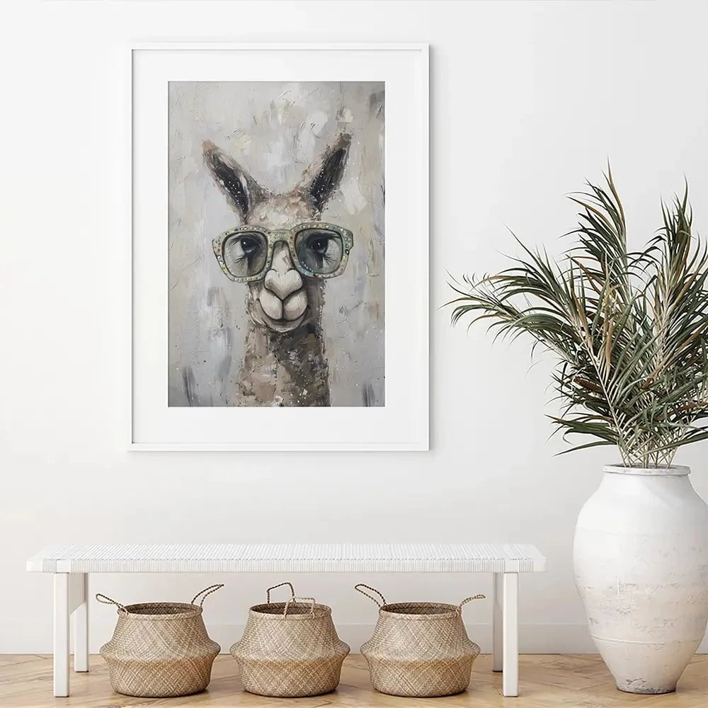 Llama With Glasses Framed Art Print Llama With Glasses Framed Art Print wall art product Svetlana Aleynikova