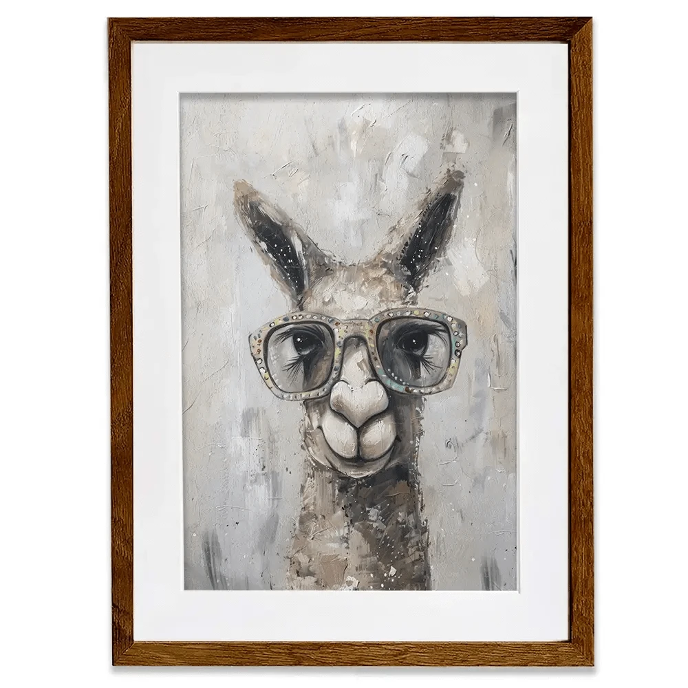 Llama With Glasses Framed Art Print Llama With Glasses Framed Art Print wall art product Svetlana Aleynikova