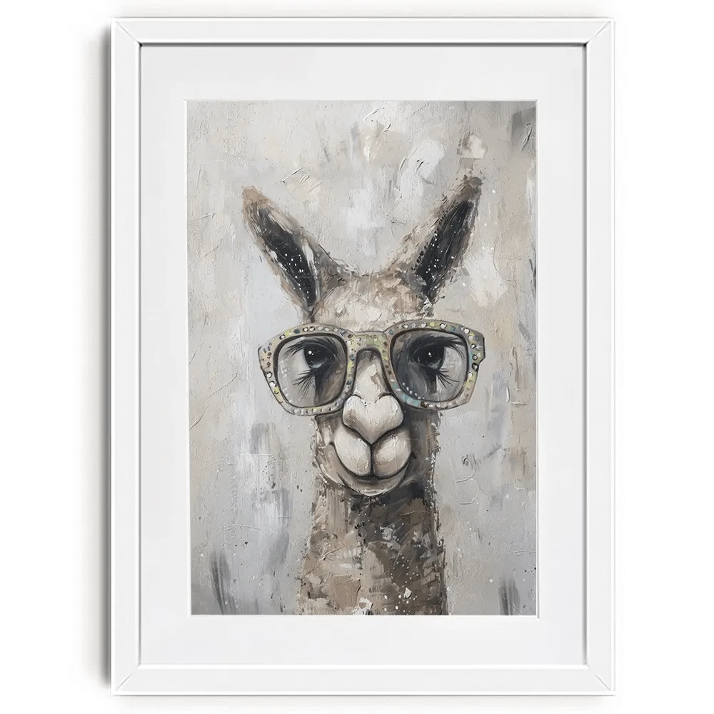 Llama With Glasses Framed Art Print Llama With Glasses Framed Art Print wall art product Svetlana Aleynikova