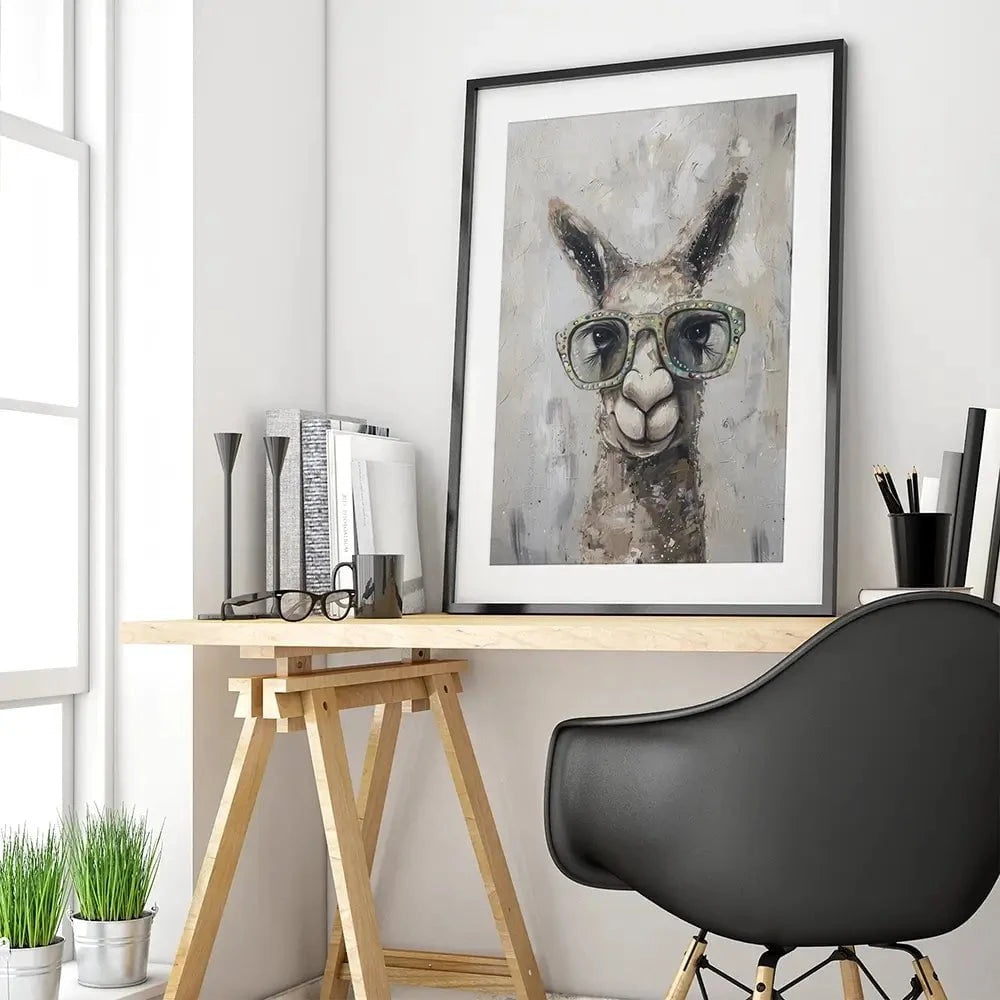 Llama With Glasses Framed Art Print Llama With Glasses Framed Art Print wall art product Svetlana Aleynikova