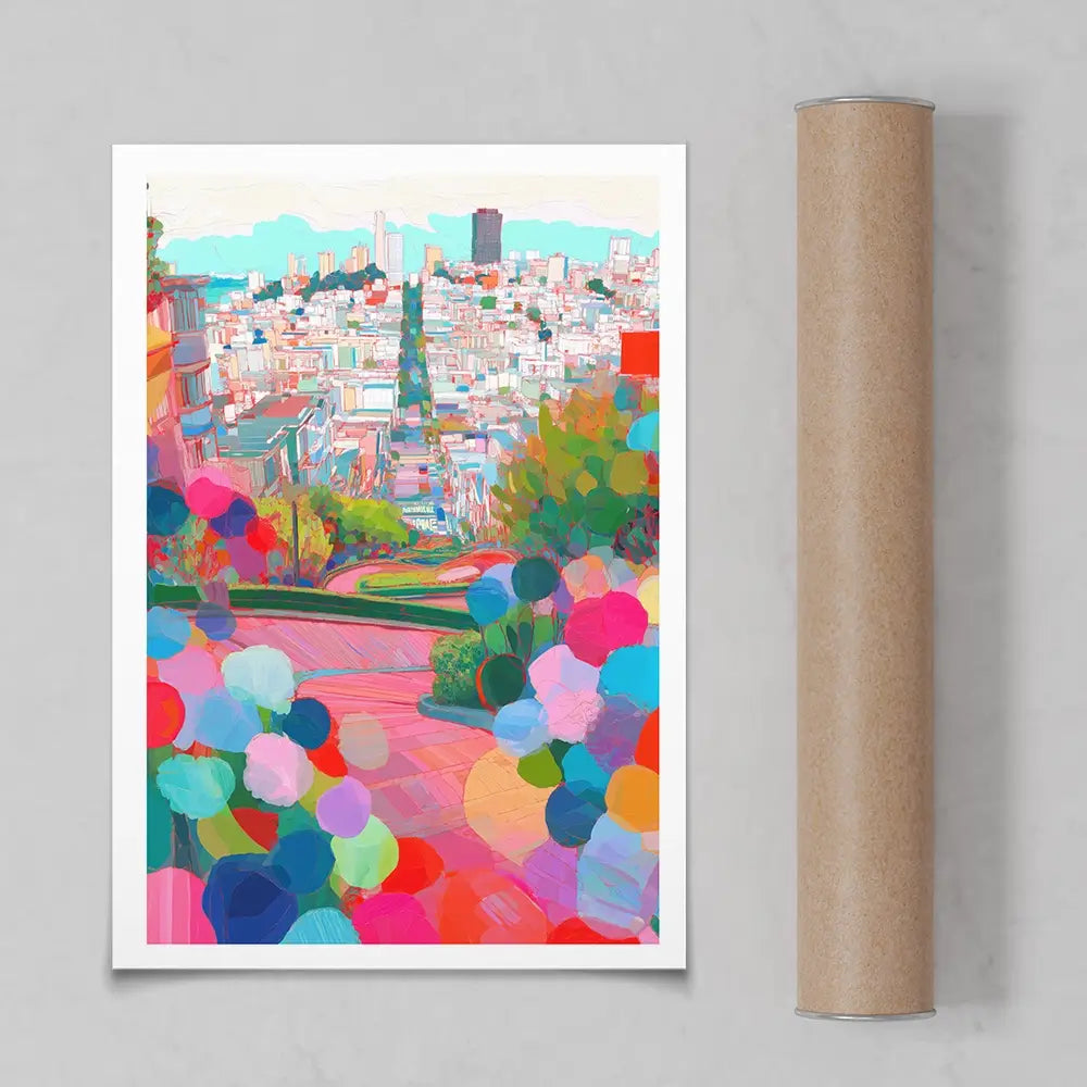 Lombard Street In Colour Art Print Lombard Street In Colour Art Print wall art product Chromatic Storm Studio