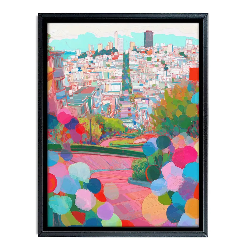 Lombard Street In Colour Canvas Print Lombard Street In Colour Canvas Print wall art product Chromatic Storm Studio