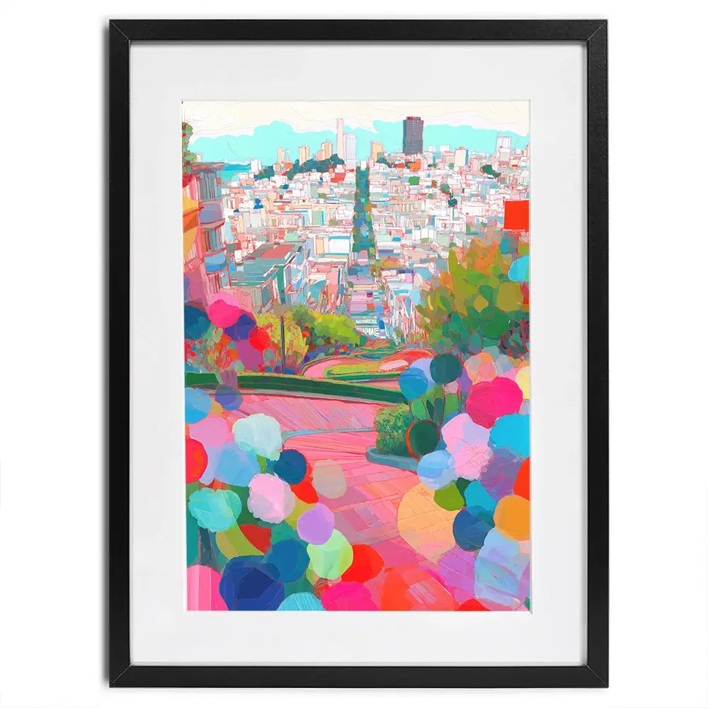 Lombard Street In Colour Framed Art Print Lombard Street In Colour Framed Art Print wall art product Chromatic Storm Studio