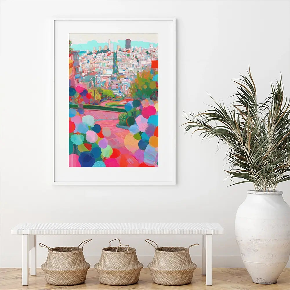 Lombard Street In Colour Framed Art Print Lombard Street In Colour Framed Art Print wall art product Chromatic Storm Studio