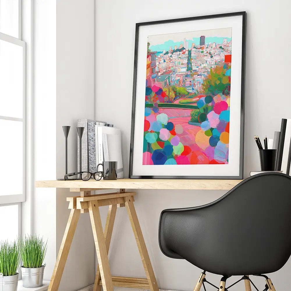 Lombard Street In Colour Framed Art Print Lombard Street In Colour Framed Art Print wall art product Chromatic Storm Studio
