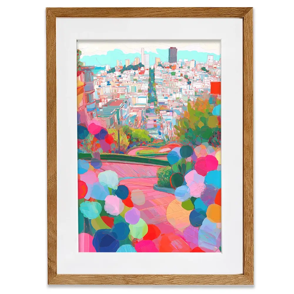 Lombard Street In Colour Framed Art Print Lombard Street In Colour Framed Art Print wall art product Chromatic Storm Studio