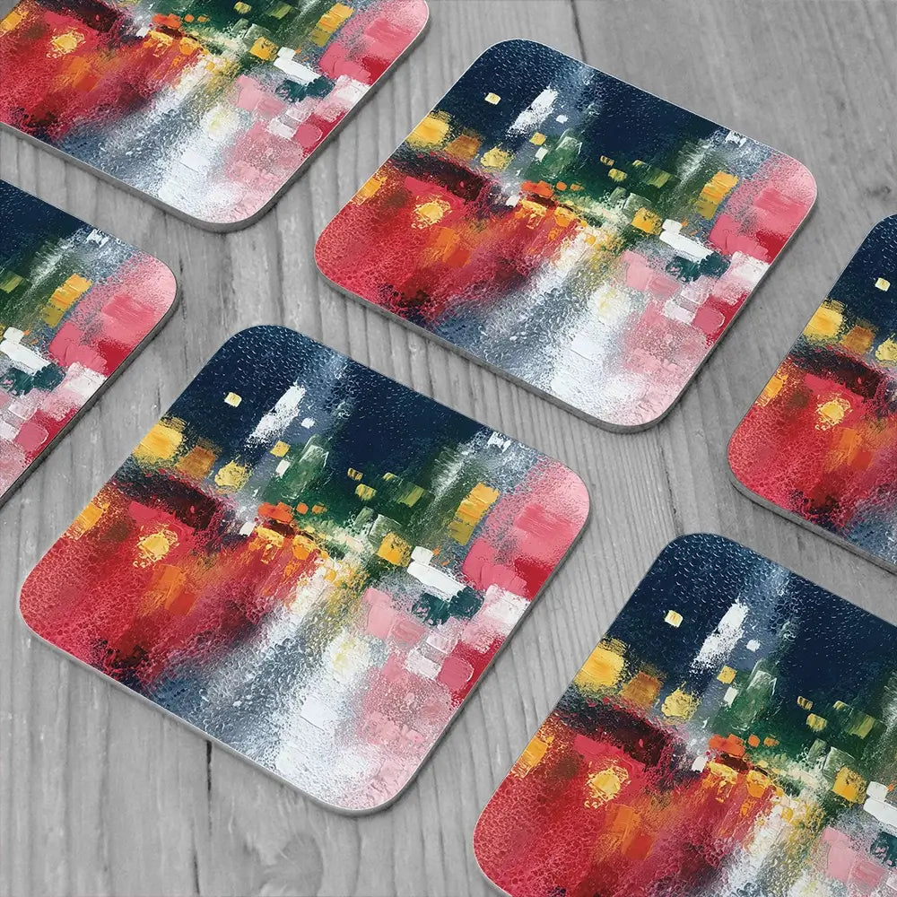 London Rain Through Glass Coaster Set London Rain Through Glass Coaster Set wall art product Chromatic Storm Studio