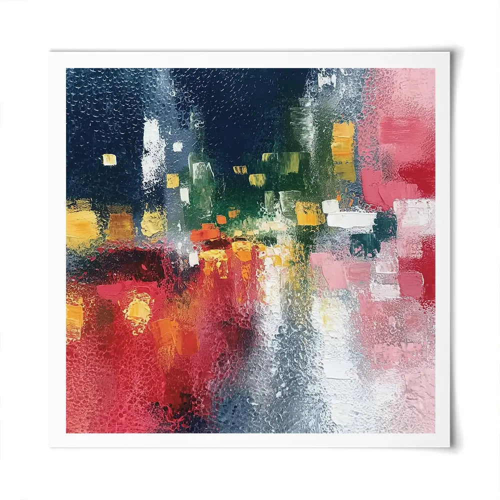 London Rain Through Glass Square Art Print London Rain Through Glass Square Art Print wall art product Chromatic Storm Studio