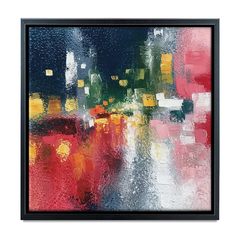 London Rain Through Glass Square Canvas Print London Rain Through Glass Square Canvas Print wall art product Chromatic Storm Studio