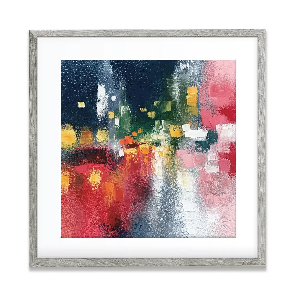 London Rain Through Glass Square Framed Art Print London Rain Through Glass Square Framed Art Print wall art product Chromatic Storm Studio