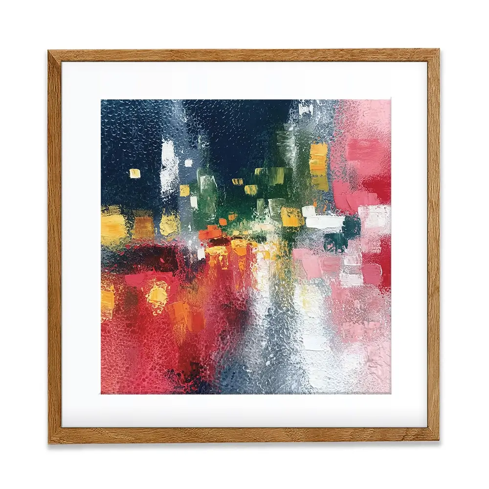 London Rain Through Glass Square Framed Art Print London Rain Through Glass Square Framed Art Print wall art product Chromatic Storm Studio