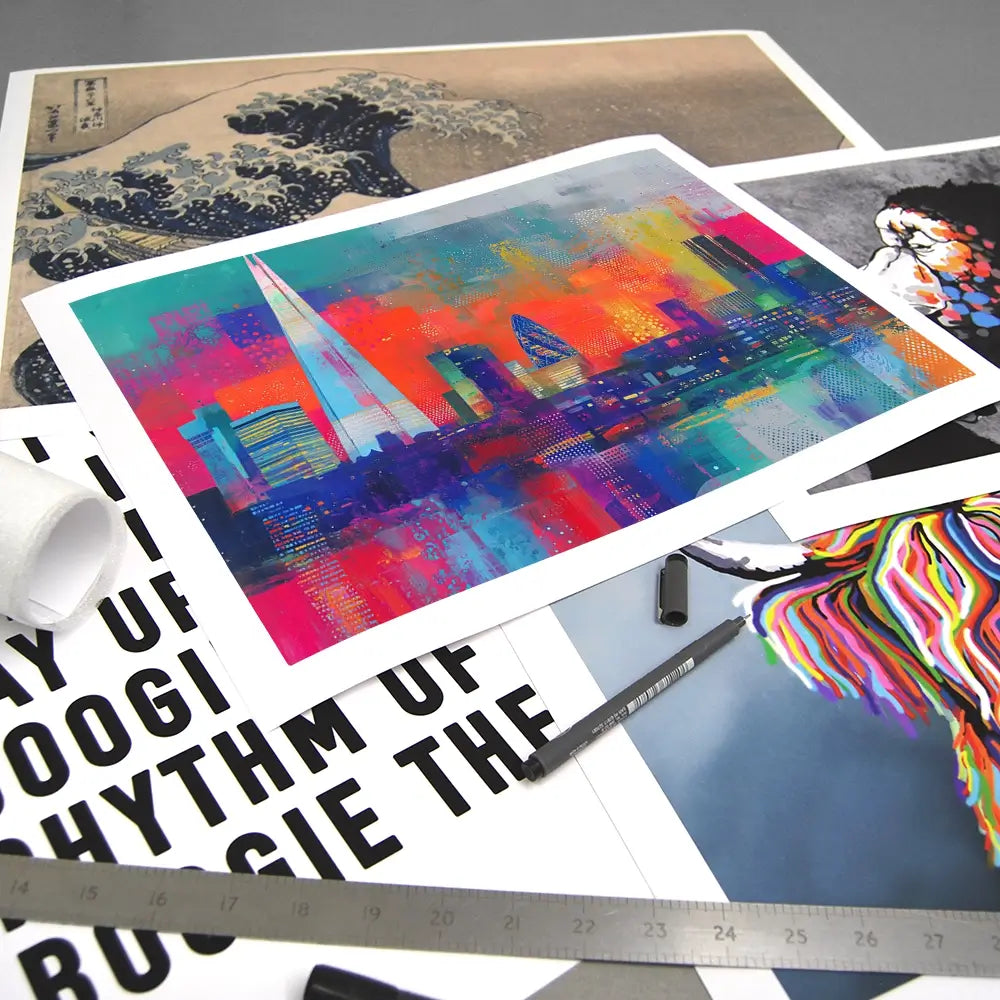 London Skyline In Neon Art Print London Skyline In Neon Art Print wall art product Chromatic Storm Studio