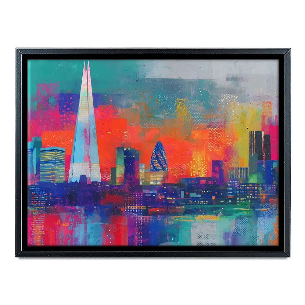 London Skyline In Neon Canvas Print London Skyline In Neon Canvas Print wall art product Chromatic Storm Studio