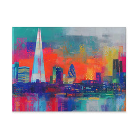 London Skyline In Neon Canvas Print London Skyline In Neon Canvas Print wall art product Chromatic Storm Studio