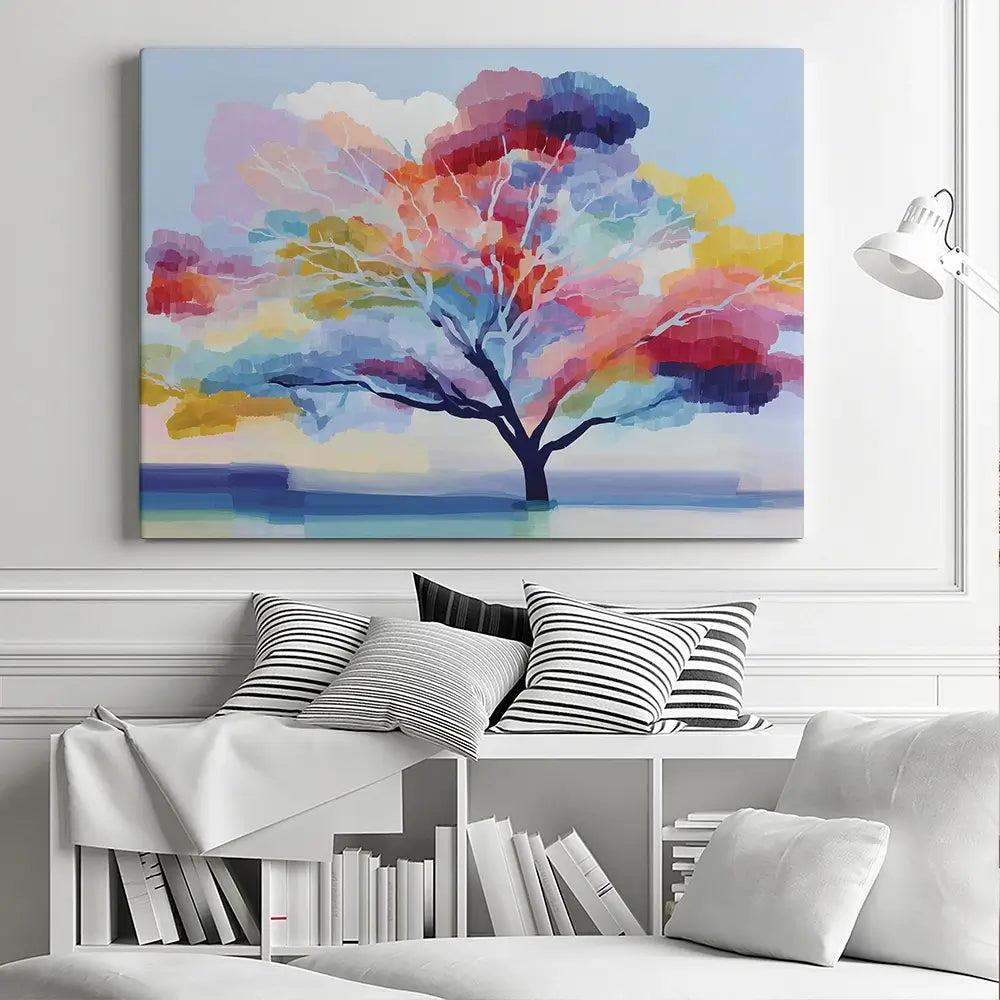 Lone Colourful Tree Canvas Print Lone Colourful Tree Canvas Print wall art product Chromatic Storm Studio