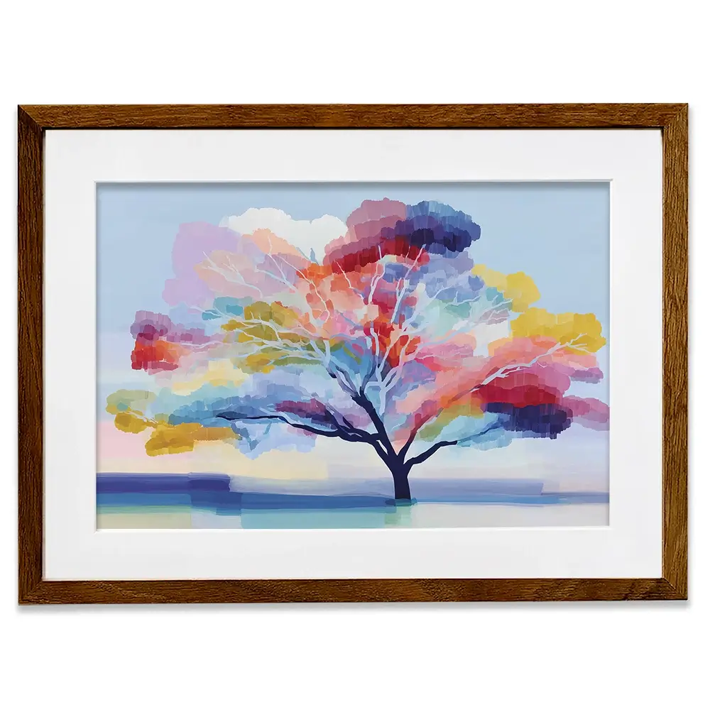Lone Colourful Tree Framed Art Print Lone Colourful Tree Framed Art Print wall art product Chromatic Storm Studio