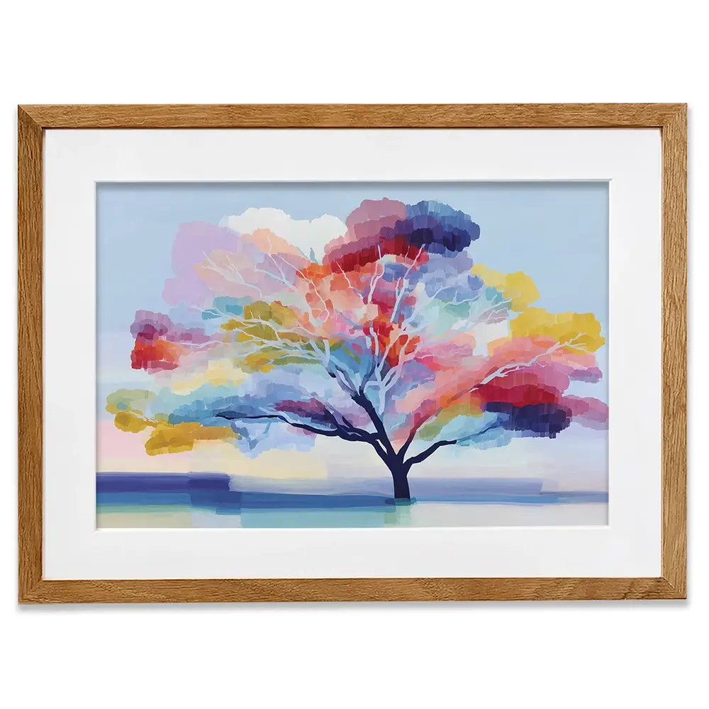 Lone Colourful Tree Framed Art Print Lone Colourful Tree Framed Art Print wall art product Chromatic Storm Studio