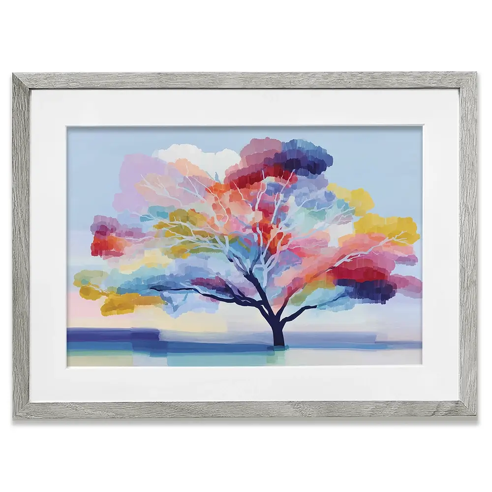 Lone Colourful Tree Framed Art Print Lone Colourful Tree Framed Art Print wall art product Chromatic Storm Studio