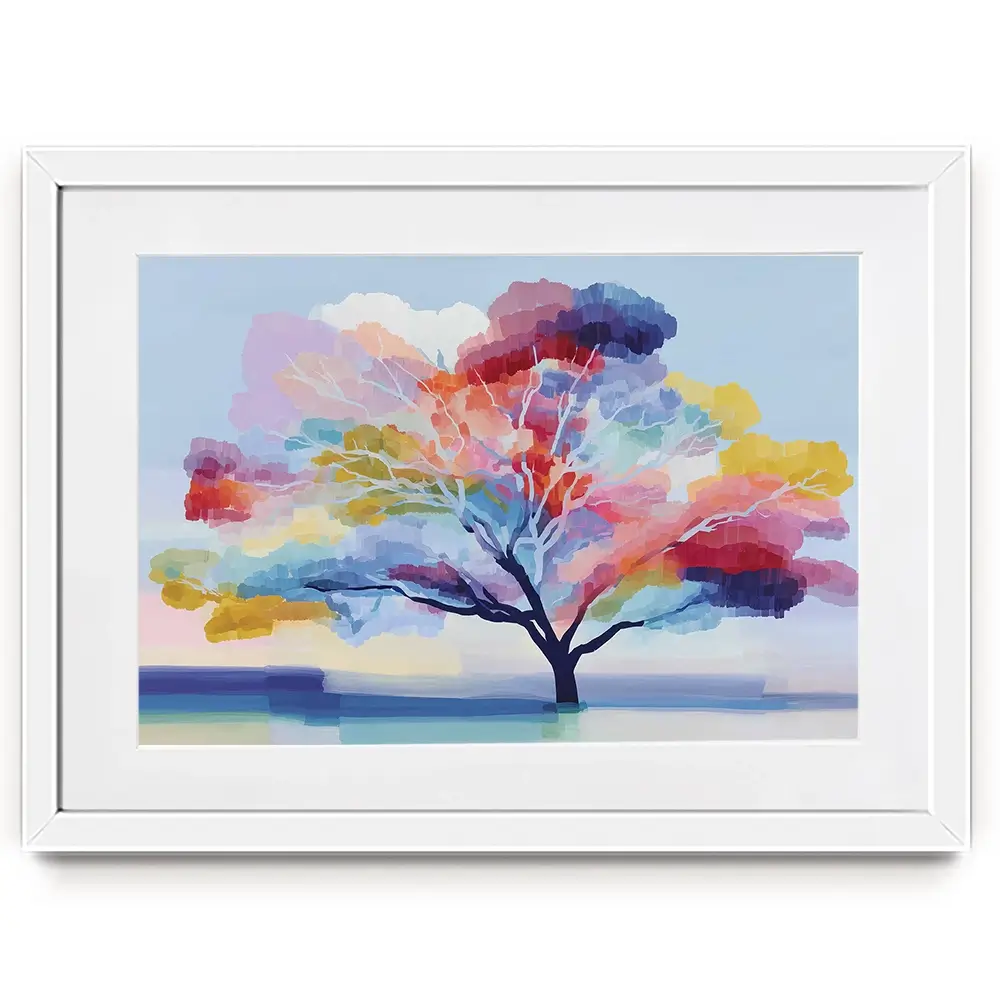 Lone Colourful Tree Framed Art Print Lone Colourful Tree Framed Art Print wall art product Chromatic Storm Studio