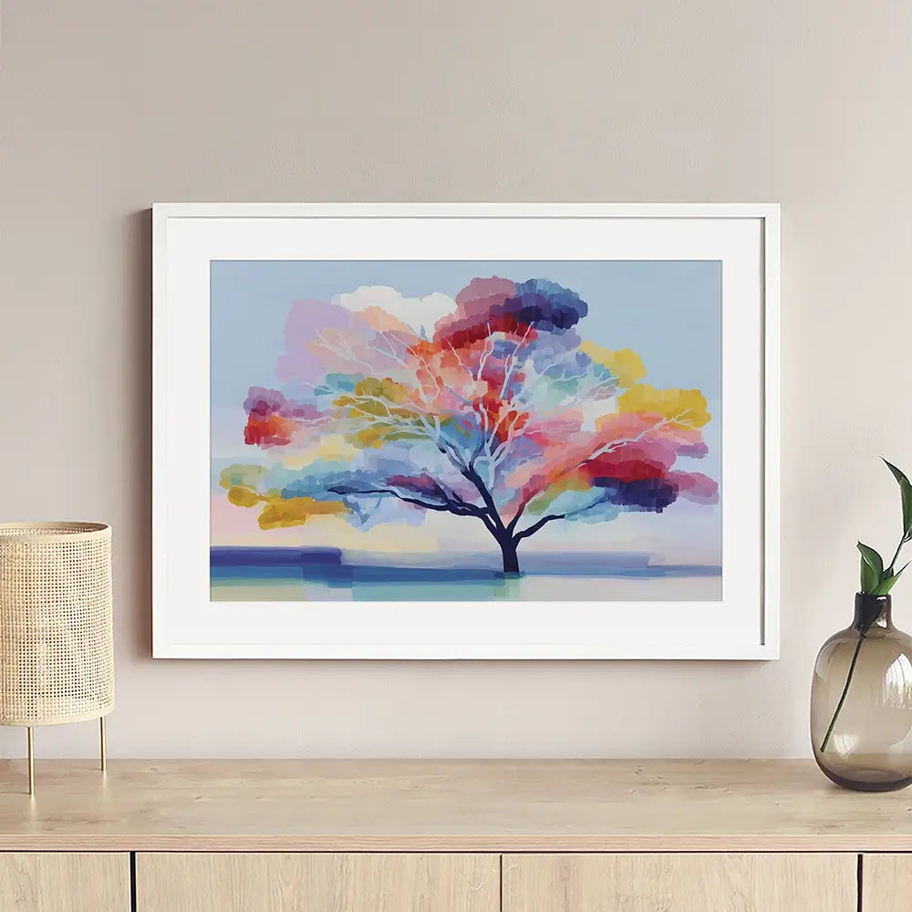Lone Colourful Tree Framed Art Print Lone Colourful Tree Framed Art Print wall art product Chromatic Storm Studio