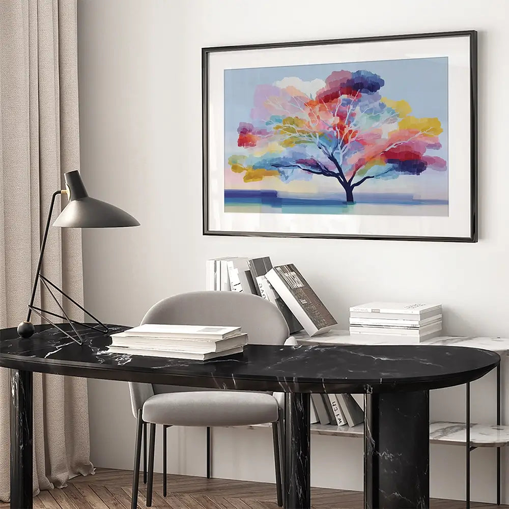 Lone Colourful Tree Framed Art Print Lone Colourful Tree Framed Art Print wall art product Chromatic Storm Studio