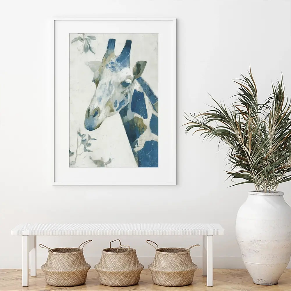 Lone Giraffe Botanical Hush Framed Art Print Lone Giraffe Botanical Hush Framed Art Print wall art product Chromatic Storm Studio
