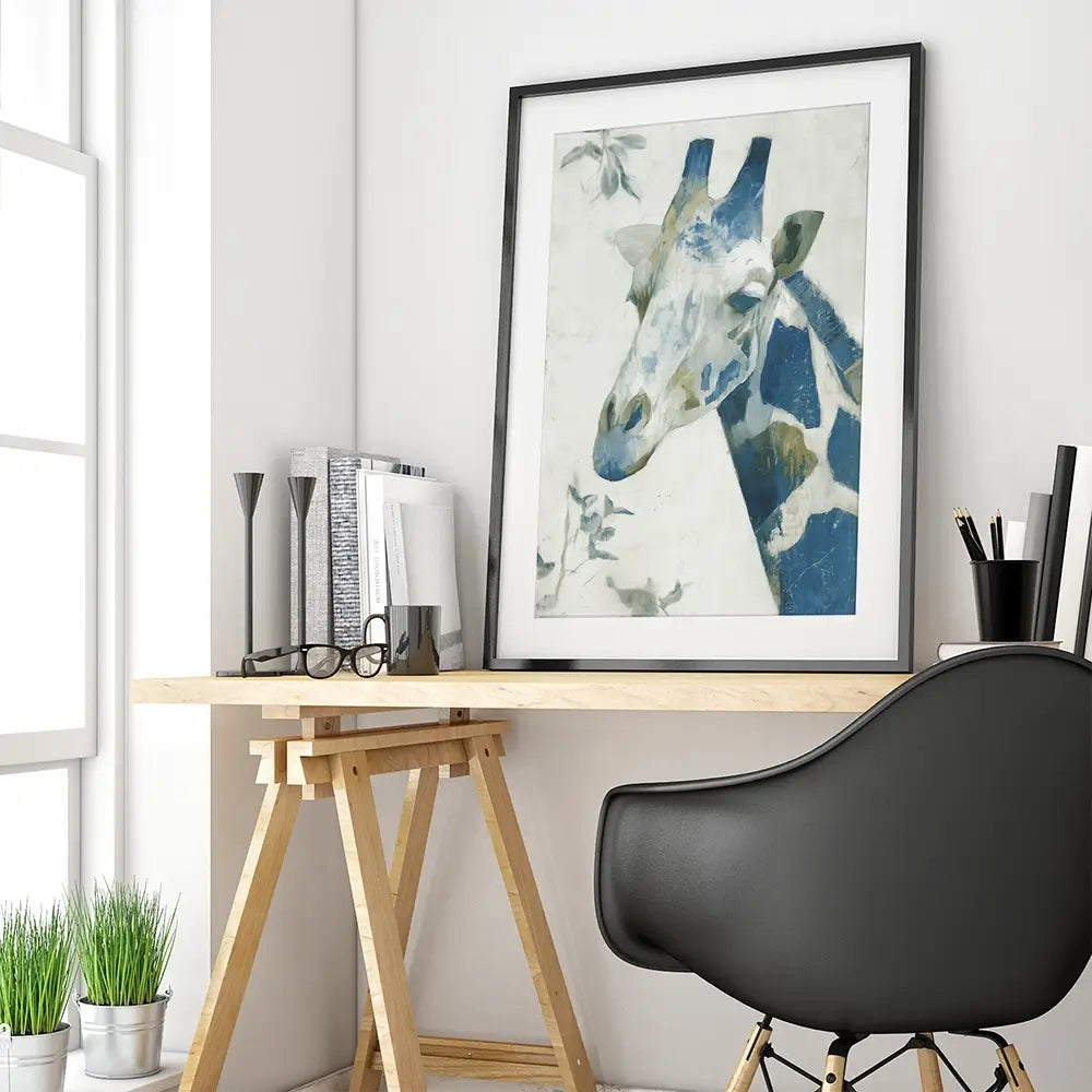 Lone Giraffe Botanical Hush Framed Art Print Lone Giraffe Botanical Hush Framed Art Print wall art product Chromatic Storm Studio