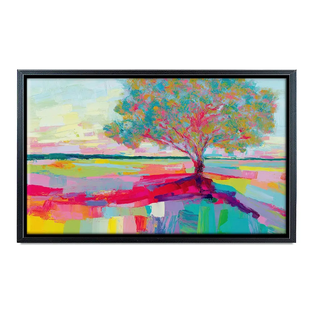 Lone Oak In A Vivid Field Canvas Print Lone Oak In A Vivid Field Canvas Print wall art product Chromatic Storm Studio