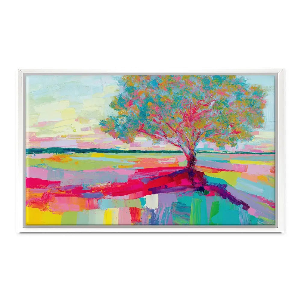 Lone Oak In A Vivid Field Canvas Print Lone Oak In A Vivid Field Canvas Print wall art product Chromatic Storm Studio