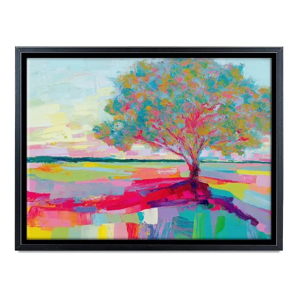 Lone Oak In A Vivid Field Canvas Print Lone Oak In A Vivid Field Canvas Print wall art product Chromatic Storm Studio