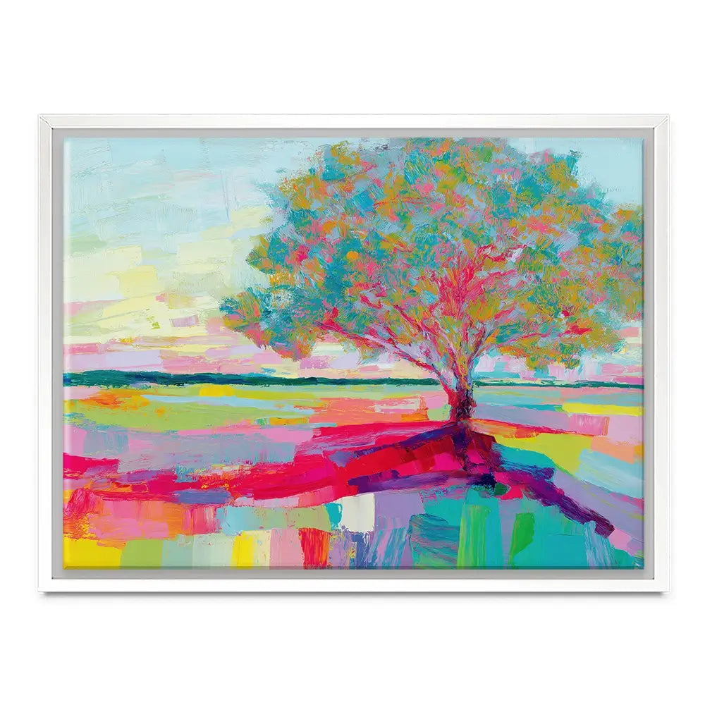 Lone Oak In A Vivid Field Canvas Print Lone Oak In A Vivid Field Canvas Print wall art product Chromatic Storm Studio