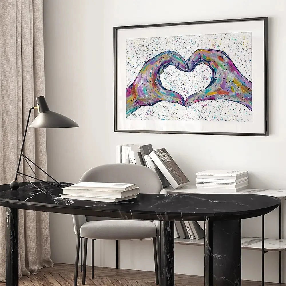 Love Heart Hands Framed Art Print Love Heart Hands Framed Art Print wall art product Emma LC Art