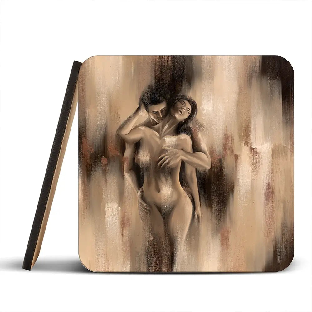 Lovers Embrace Coaster Set Lovers Embrace Coaster Set wall art product Isabella Karolewicz