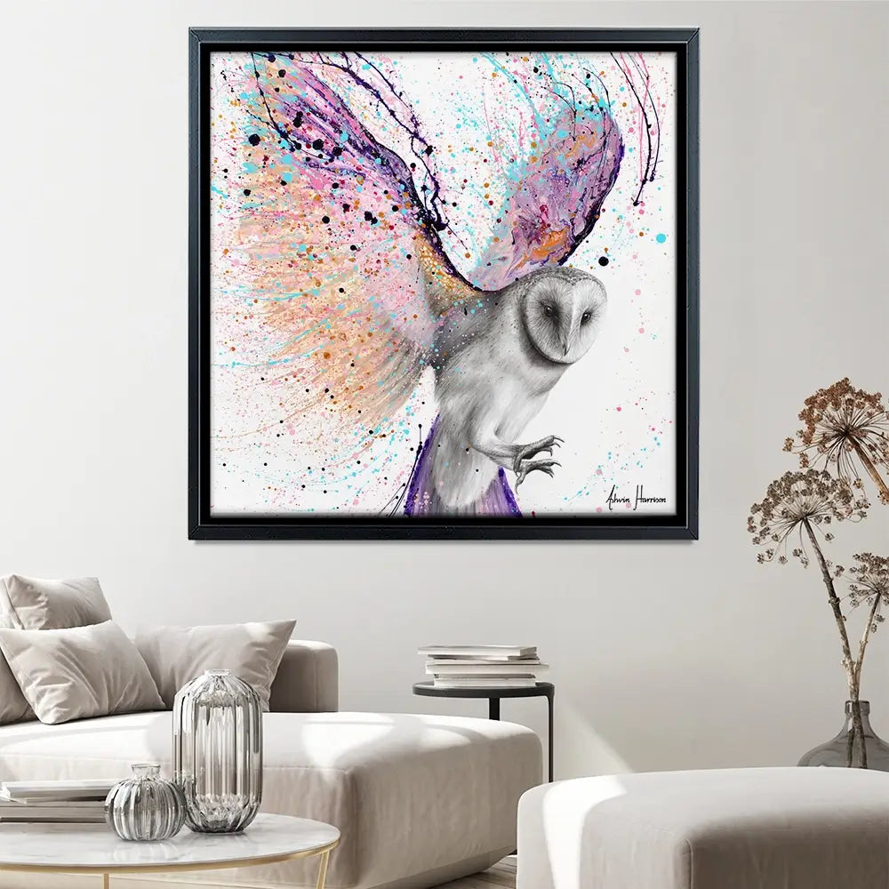 Luminous Luna Owl Square Canvas Print Luminous Luna Owl Square Canvas Print wall art product / Shutterstock