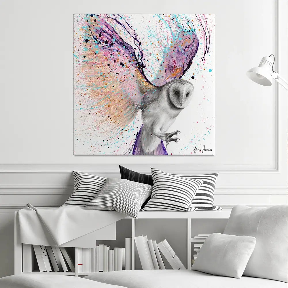 Luminous Luna Owl Square Canvas Print Luminous Luna Owl Square Canvas Print wall art product / Shutterstock