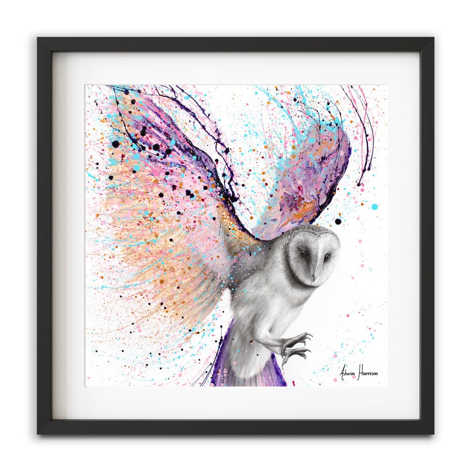 Luminous Luna Owl Square Framed Art Print wall art product Ashvin Harrison