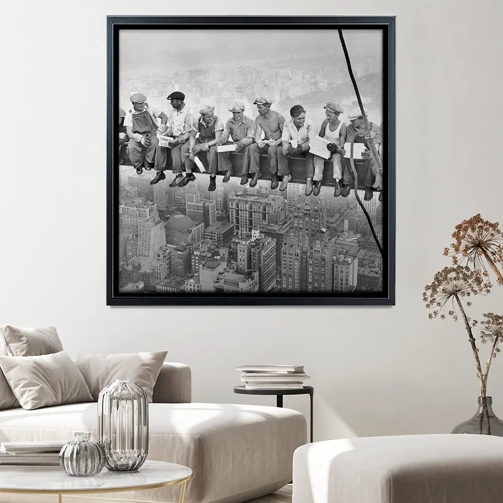 Lunch Atop A Skyscraper Square Canvas Print Lunch Atop A Skyscraper Square Canvas Print wall art product Independent