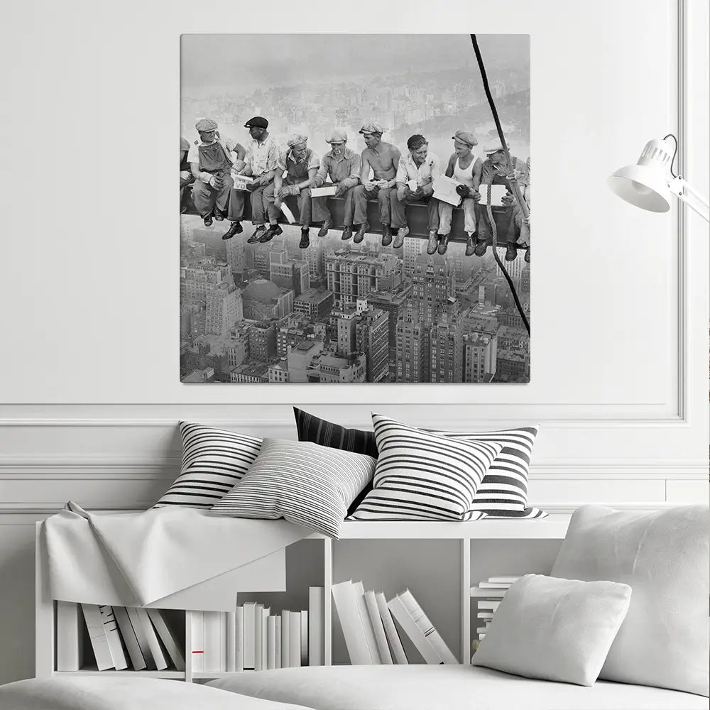 Lunch Atop A Skyscraper Square Canvas Print Lunch Atop A Skyscraper Square Canvas Print wall art product Independent