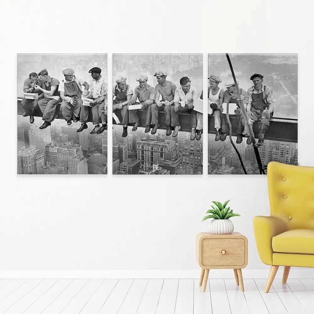 Lunch Atop A Skyscraper Trio Canvas Print Lunch Atop A Skyscraper Trio Canvas Print wall art product Independent