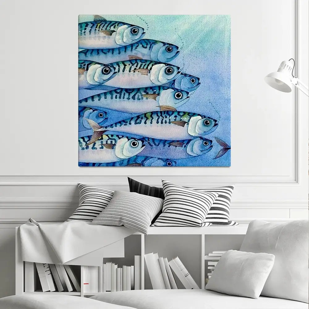 Mackerel Shoal Square Canvas Print Mackerel Shoal Square Canvas Print wall art product David Alexander Elder