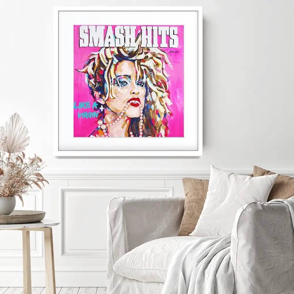 Madonna Smash Hits Square Framed Art Print Madonna Smash Hits Square Framed Art Print wall art product Juliet Stockton