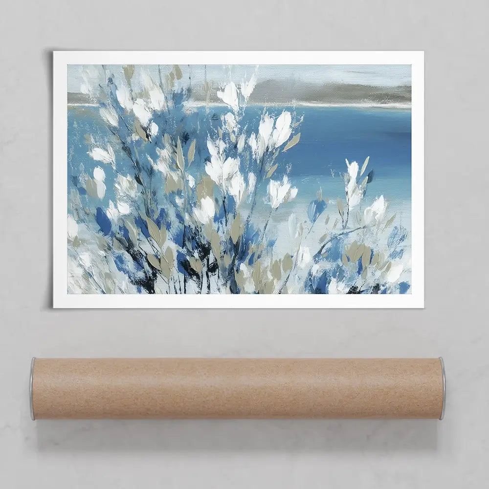 Magnolias Above Cobalt Water Art Print Magnolias Above Cobalt Water Art Print wall art product Chromatic Storm Studio