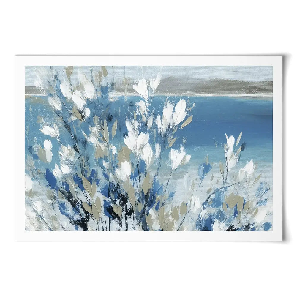 Magnolias Above Cobalt Water Art Print Magnolias Above Cobalt Water Art Print wall art product Chromatic Storm Studio