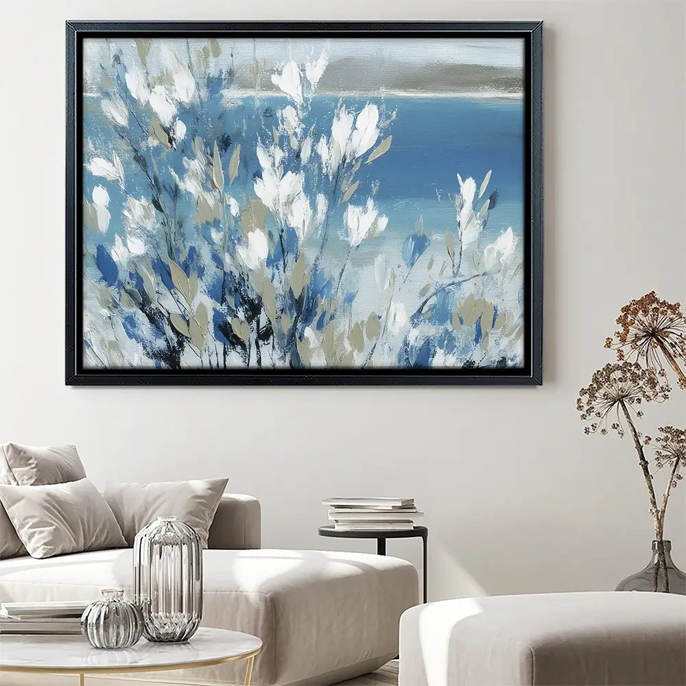 Magnolias Above Cobalt Water Canvas Print Magnolias Above Cobalt Water Canvas Print wall art product Chromatic Storm Studio