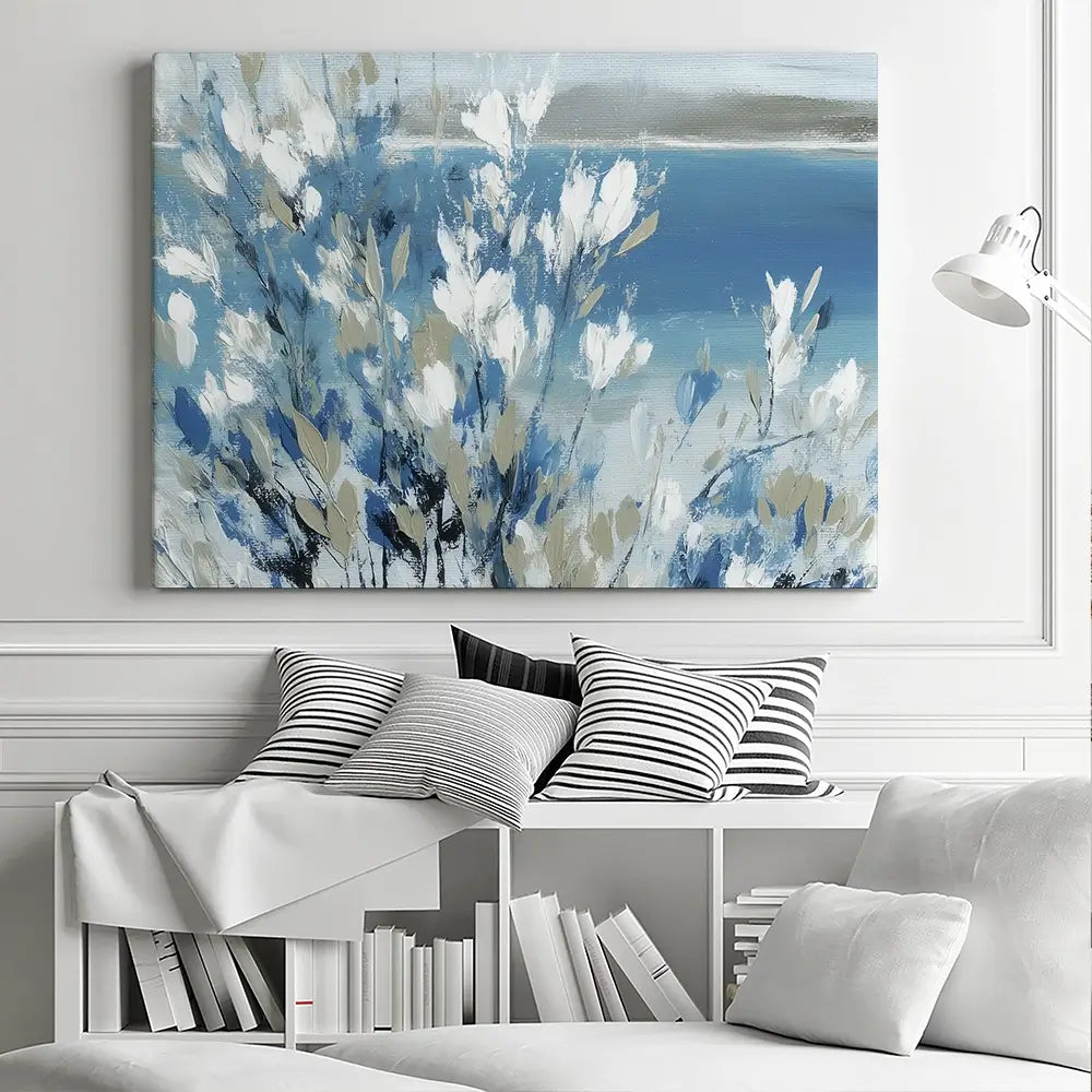 Magnolias Above Cobalt Water Canvas Print Magnolias Above Cobalt Water Canvas Print wall art product Chromatic Storm Studio