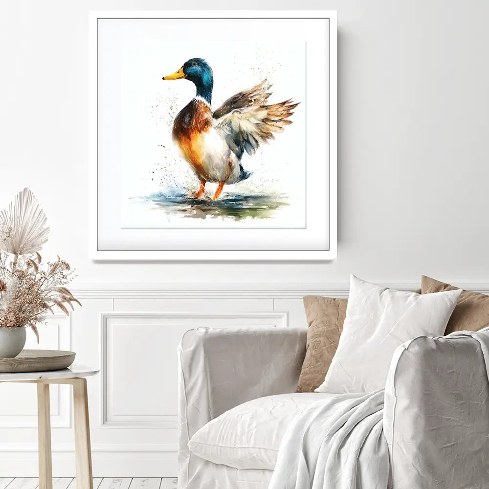 Mallard Flight Square Framed Art Print Mallard Flight Square Framed Art Print wall art product LSR Design Studio - Independent