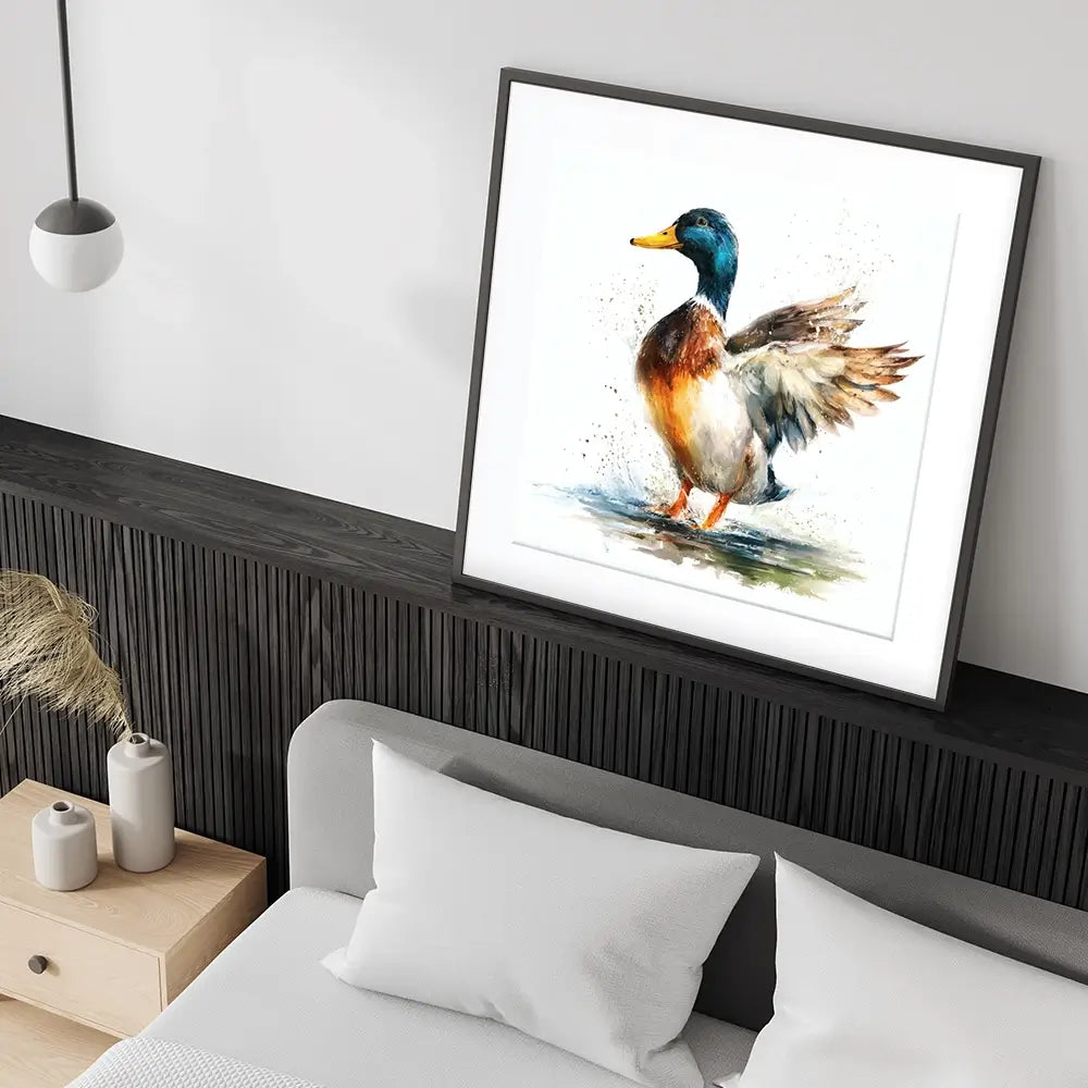Mallard Flight Square Framed Art Print Mallard Flight Square Framed Art Print wall art product LSR Design Studio - Independent