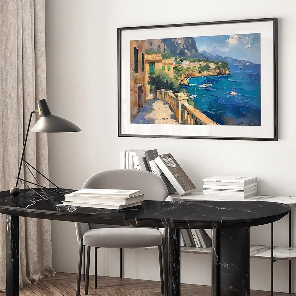 Mallorca Balcony View Framed Art Print Mallorca Balcony View Framed Art Print wall art product Elena Avanesova